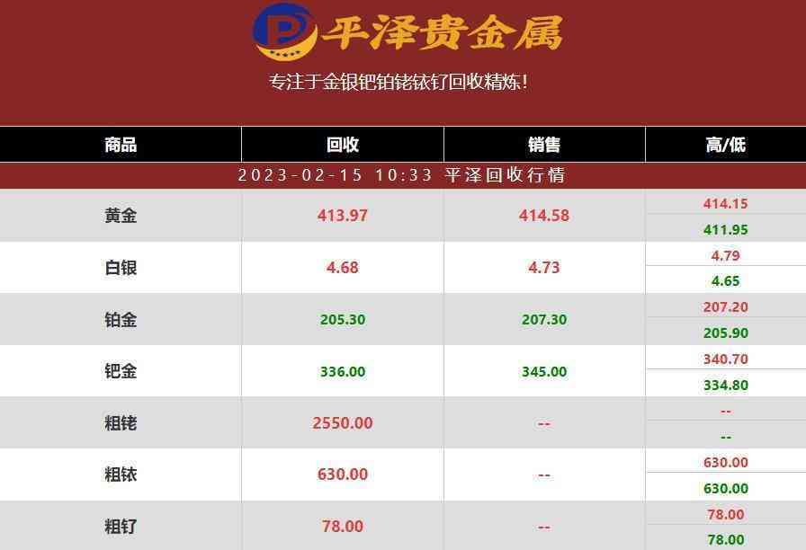 鉑金首飾回收價格(鉑金首飾回收價格查詢今日)