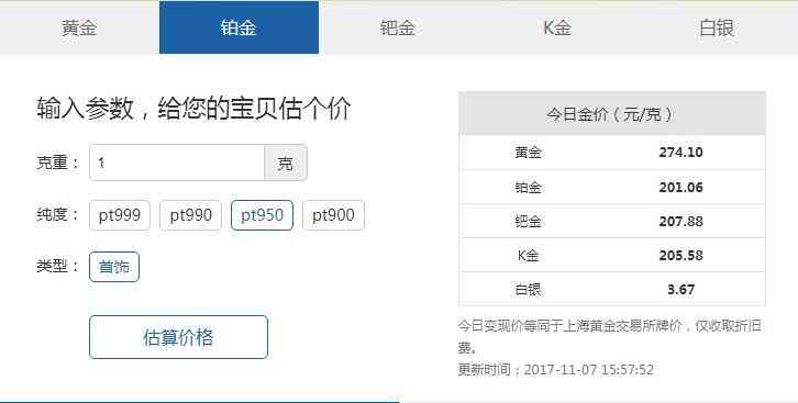 鉑金950回收價格是多少錢一克(鉑金950回收價格是多少錢一克呢)