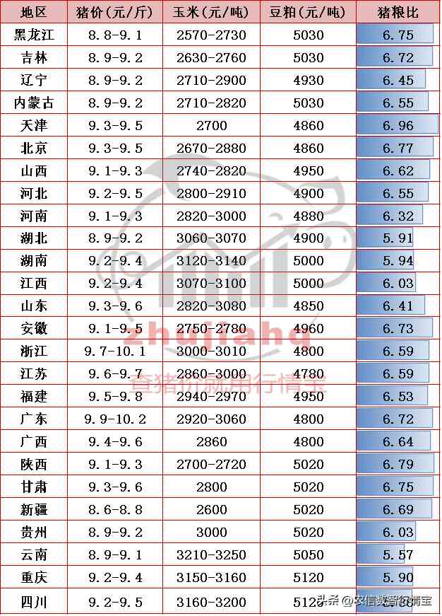 今日豬價黃金價格表(今日豬價黃金價格表查詢)