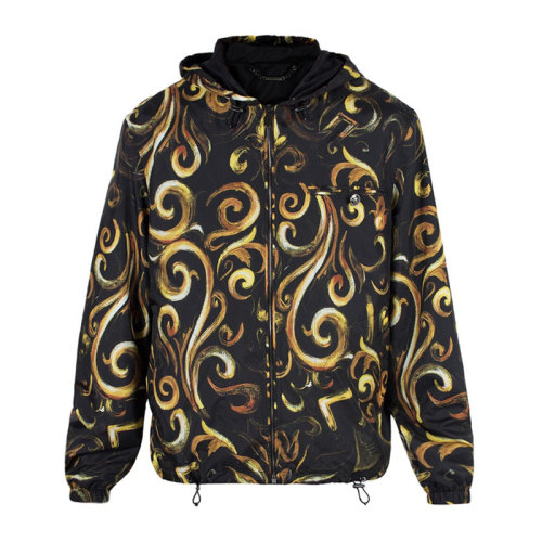 VERSACE/范思哲 男士拼色聚酯纖維經典巴洛克圖案裝飾長袖上衣外套連帽夾克 A73034-A219466-A732