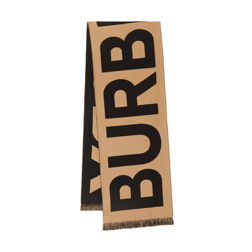 BURBERRY/博柏利 22年秋冬新款 男女同款典藏米色純羊毛徽標提花圍巾80571471