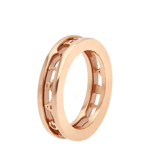 BVLGARI/寶格麗 22春夏新款B.ZERO1系列 18K金玫瑰金鏤空徽標戒指358706