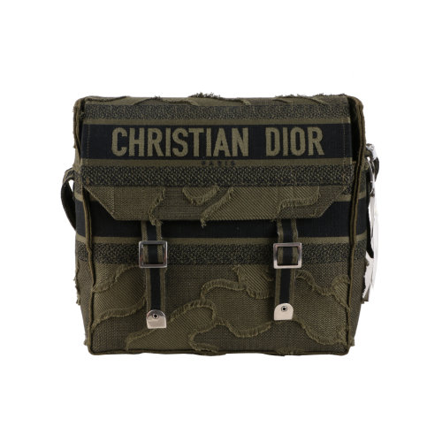 DIOR/迪奧camp限量版軍綠色郵差包斜挎包