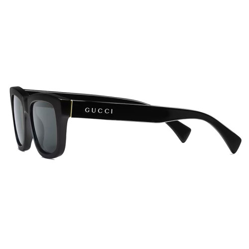 GUCCI/古馳 22年春夏新款 男士純灰色鏡片光澤感黑色注塑鏡框長方形太陽眼鏡墨鏡691371J16911012
