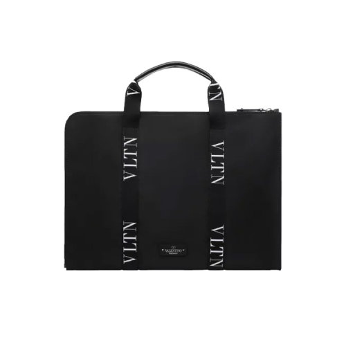 Valentino/華倫天奴  男包男士黑色織物配皮時(shí)尚簡(jiǎn)約公文包手提包  RY2B0676RPY ONO