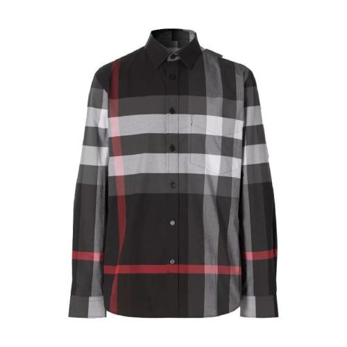  BURBERRY 22年秋冬 男士 格紋彈力棉府綢襯衫 80237721