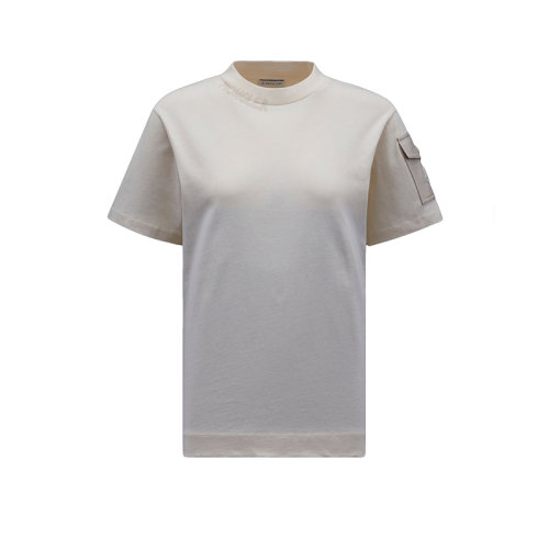 Moncler/蒙克萊 22年秋冬新款 女士珍珠象牙色棉質飾絎縫尼龍袖袋短袖T恤H20938C00003829HP213