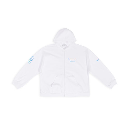 Balenciaga/巴黎世家 22年秋冬新款 WFP系列 女士白色純棉中重抓絨寬松拉鏈連帽衛衣外套674728TMVL19086