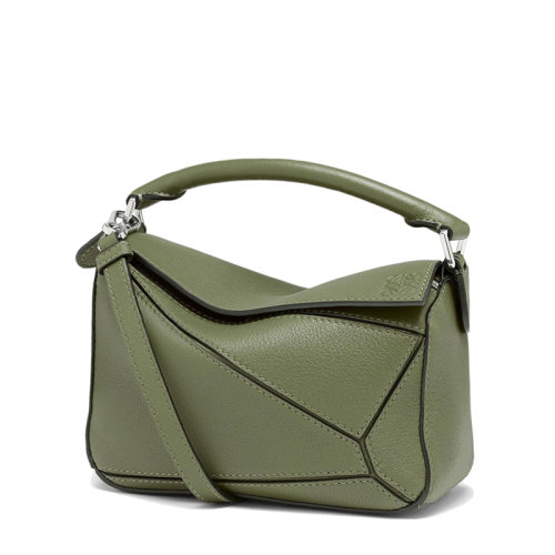 LOEWE/羅意威 經典款Puzzle系列 女士迷你鱷梨綠色小牛皮單肩手提斜挎拼圖包0010473460