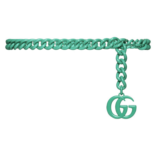 GUCCI/古馳 22年秋冬新款 GG Marmont系列 女士薄荷綠色漆面金屬鏈?zhǔn)窖鼛?76170JD7JV3451