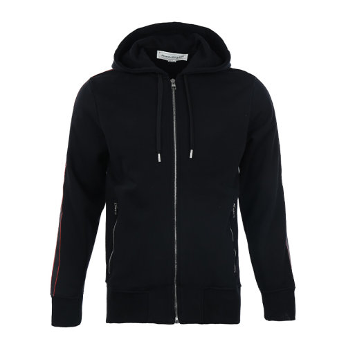 Alexander McQueen/亞歷山大麥昆22春夏字母徽標(biāo)飾帶連帽開(kāi)胸男士衛(wèi)衣男衛(wèi)衣 654794QRX75