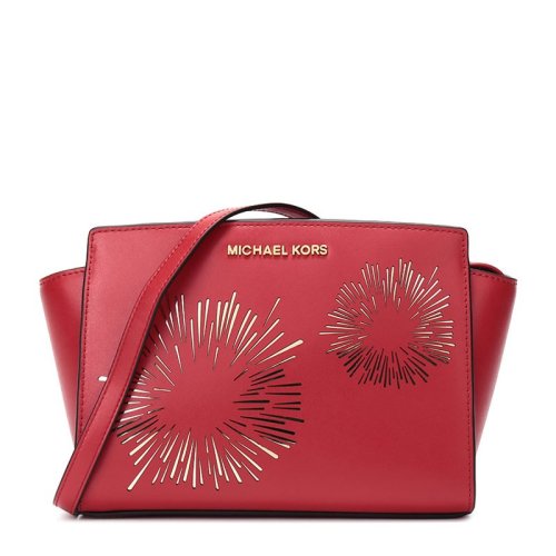 MichaelKors/邁克·科爾斯 Selma系列 女士牛皮大號印花郵差包單肩斜挎包