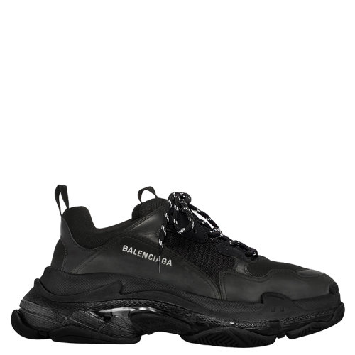Balenciaga/巴黎世家  TRIPLE S系列 男士黑色雙層泡沫和網眼透明鞋底運動鞋541624W2FB11000