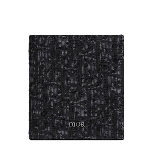 DIOR/迪奧 22春夏新款 男士黑色老花提花面料雙折豎版錢包2ESBH072YSE_H03E