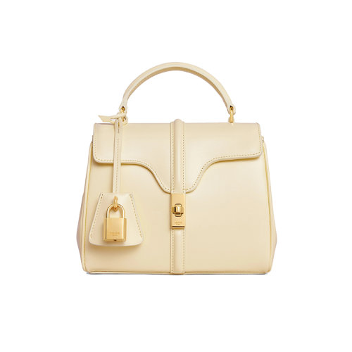 CELINE/賽琳 23春夏新款 女士淡黃色小牛皮金色金屬卡扣翻蓋開合調節拆卸皮革肩帶單肩斜挎包197983BEY.11OY