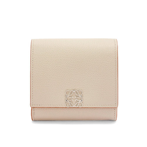 LOEWE/羅意威 22新款 女士幽靈白鵝卵石紋牛皮革徽標(biāo)扣緊湊翻蓋錢包C821L57X01-1769