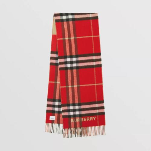 BURBERRY 22年秋冬 女士 對比感格紋羊絨圍巾 80504951