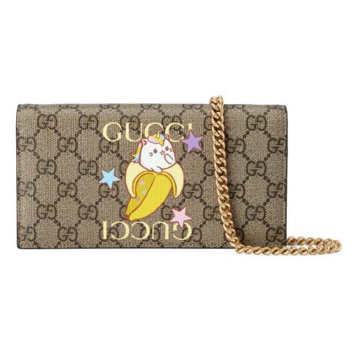  GUCCI古馳 22年秋冬 女士 Bananya印花鏈帶錢包 701061 U2UAG 8679