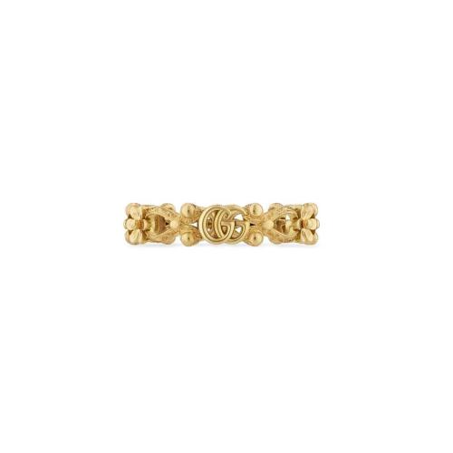  GUCCI古馳 22年秋冬 女士 Gucci花卉造型18K黃金鉆石戒指 629827 J8540 8000
