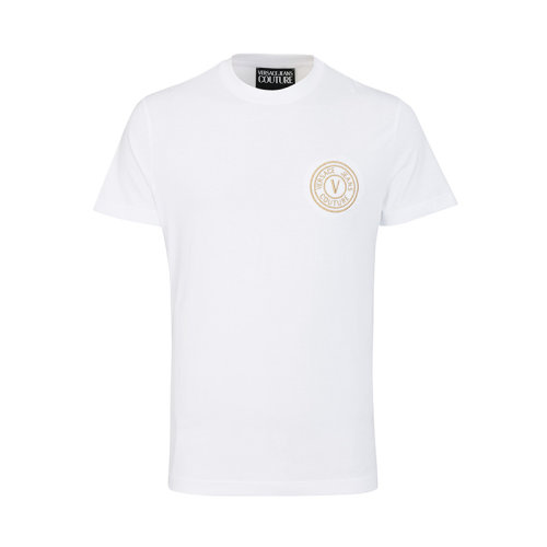VERSACE/范思哲胸上LOGO白色塑身運動男士短袖T恤