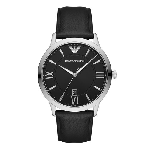 Emporio Armani/安普里奧阿瑪尼手表 皮質表帶黑色經典時尚商務男士石英腕表 AR11210