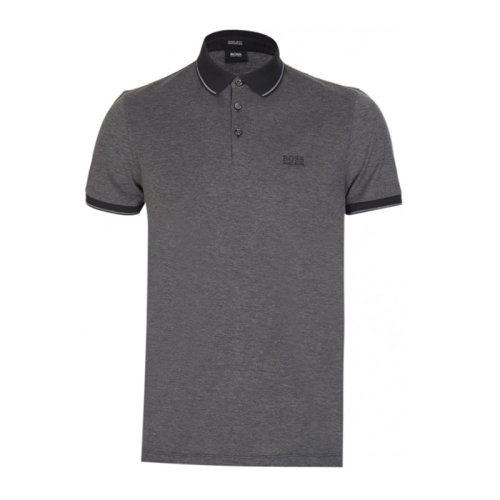 Hugo Boss 雨果博斯 男士 服裝  翻領深灰色字母LOGO棉POLO衫 男士短POLO
