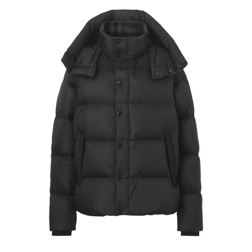 BURBERRY/博柏利 22年早春新款 男士黑色尼龍混紡可拆式衣袖連帽羽絨服80438441