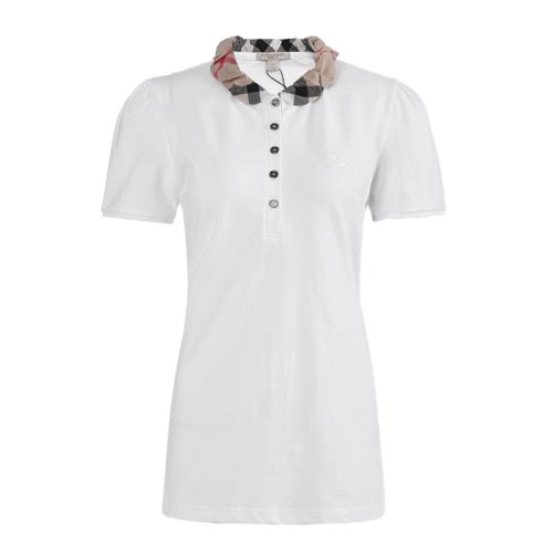 BURBERRY/博柏利 女裝 服飾 潮流時尚 棉質娃娃領格紋翻領半袖 女士短袖T恤 3847355
