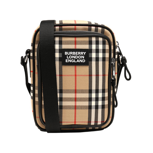BURBERRY/博柏利 男士Vintage 其它格紋拼皮革斜挎包單肩包男包 8023381