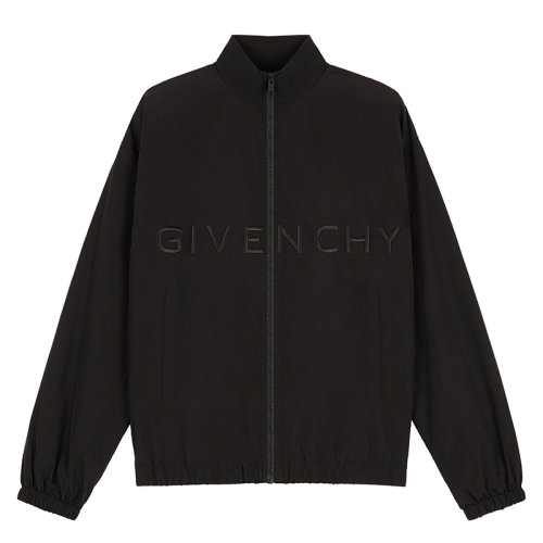 Givenchy/紀梵希 男士黑色啞光尼龍4G LOGO慢跑夾克BM00SE11BX-001