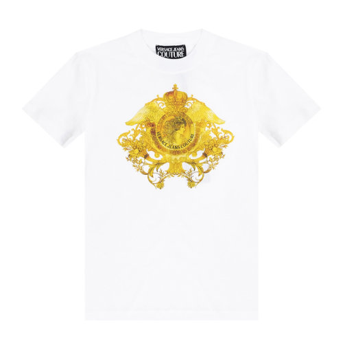VERSACE JEANS/范思哲牛仔 女士拼色棉質經(jīng)典字母徽標印花裝飾圓領短袖上衣T恤 B2HWA730-30454 多色可選