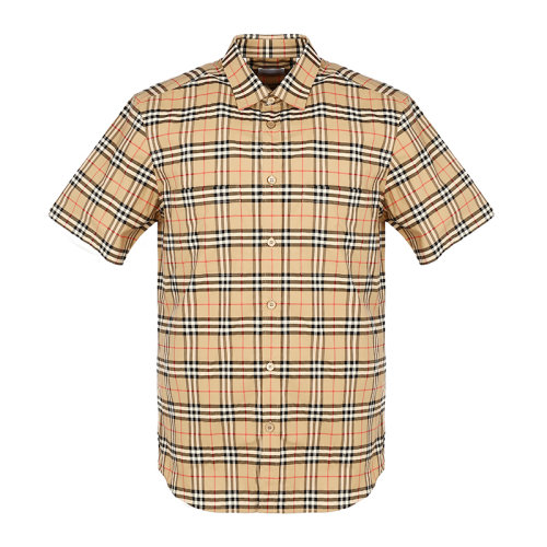 BURBERRY/博柏利經(jīng)典小格紋彈力棉男士短袖襯衫8020965