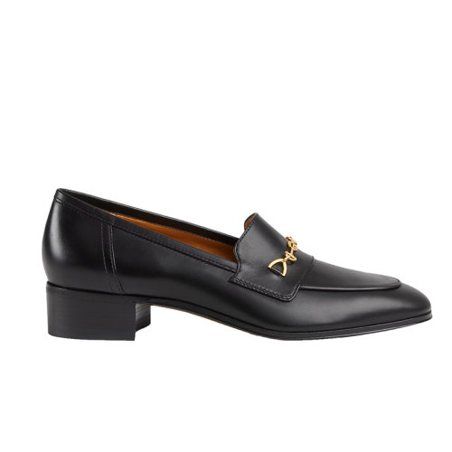 GUCCI/古馳 22秋冬新款 女士黑色皮革互扣式雙G馬銜扣樂福鞋6582681W6001000