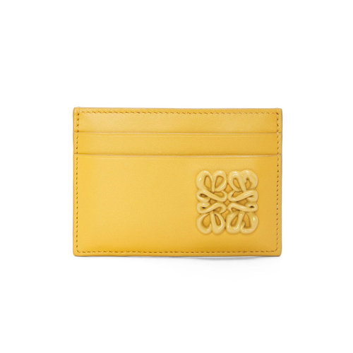 LOEWE/羅意威 23春夏新款 Anagram系列 女士淡黃釉緞面小牛皮飾有同色系標志卡包C794322X01-8762
