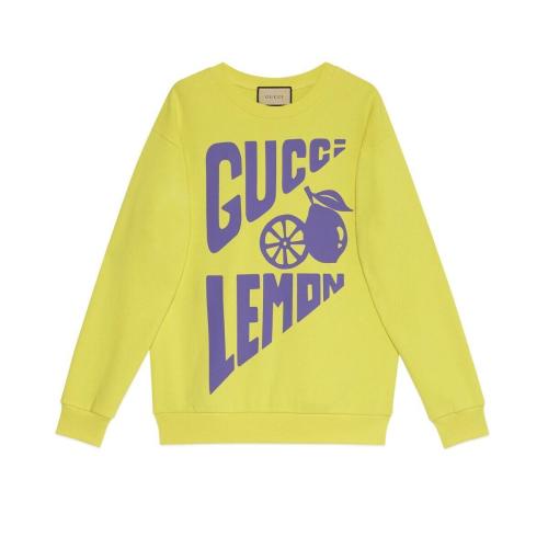  GUCCI古馳 22年秋冬 女士 “Lemon Gucci”印花棉質衛衣 617964 XJDZC 7253