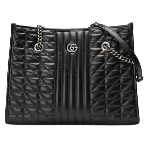  GUCCI古馳 22年秋冬 女士 GG Marmont系列中號托特包 675796 UM8BN 1000 預定商品2-6周發(fā)貨