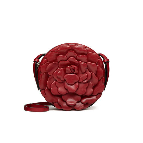 Valentino/華倫天奴  Atelier系列 女士華倫天奴紅小牛皮03 ROSE 版本圓形單肩斜挎手提包VW2B0I32JBZ0RO