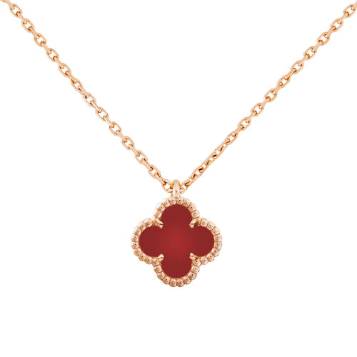 Van Cleef & Arpels/梵克雅寶 經(jīng)典Sweet Alhambra系列 18K金玫瑰金鑲嵌紅玉髓幸運(yùn)四葉草項(xiàng)鏈VCARN59M00