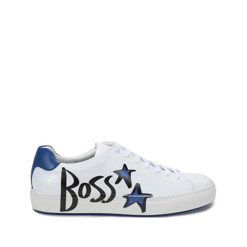HUGO BOSS/雨果博斯 2021款 男士BOSS x Justin Teodoro聯名膠囊系列皮革系帶休閑運動鞋板鞋 50443233