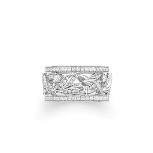 Chaumet/尚美 戒指/指環 LAURIER系列 女士18k金白金滿鉆鑲有多顆明亮切割鉆石戒指 083608