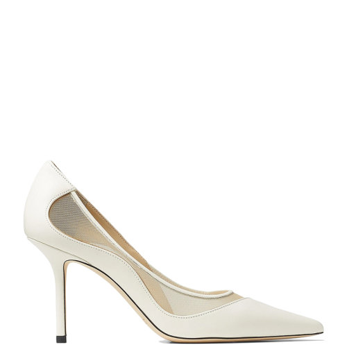 Jimmy Choo/周仰杰 22年秋冬新款 Love 85系列 女士奶油色納帕皮革和網眼尖頭高跟鞋LOVE85NMS-LN