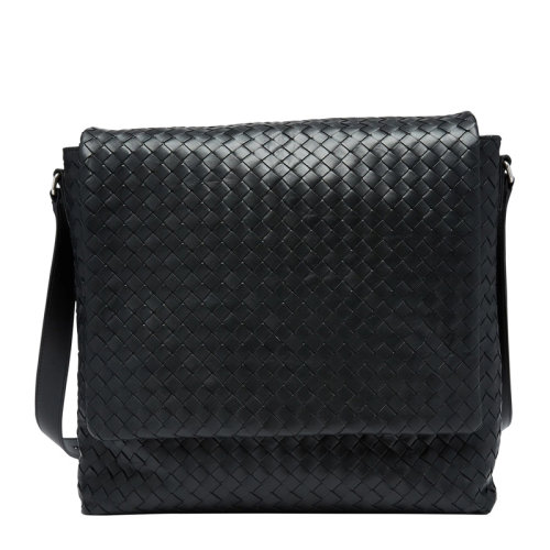 Bottega Veneta/葆蝶家 男士黑色編織牛皮信封包斜挎包單肩包男包 577538-VQ139-1000