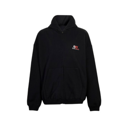 Balenciaga/巴黎世家  男士黑色棉質經典時尚百搭拉鏈連帽秋冬衛衣 620974TIVD41000