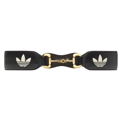 GUCCI/古馳 22年秋冬新款 adidas聯名系列 女士黑色皮革馬銜扣寬腰帶40毫米625854U4DAG1061
