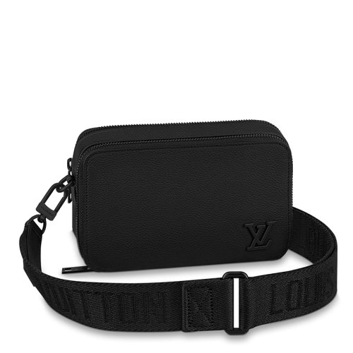 Louis Vuitton/路易威登 22春夏新款ALPHA WEARABLE系列 男士黑色粒面牛皮革黑扣配可拆卸肩帶單肩斜挎包M59161