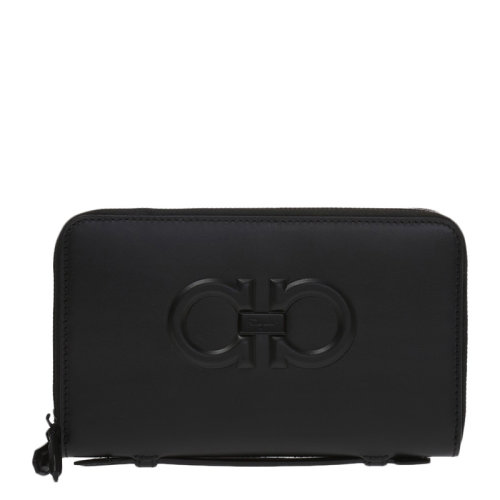 Salvatore Ferragamo/菲拉格慕 女士黑色拉鏈長款錢包 24-0997-693250