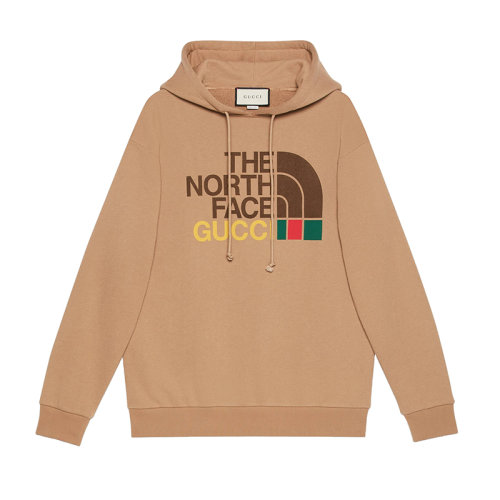 GUCCI/古馳      The North Face聯名系列 女士棕色純毛氈針織棉連帽衛衣?615061XJDBY2597