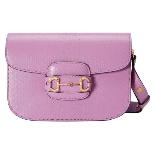  GUCCI古馳 22年秋冬 女士 Gucci Horsebit 1955系列蟒蛇皮小號手袋 602204 LJM0G 5416