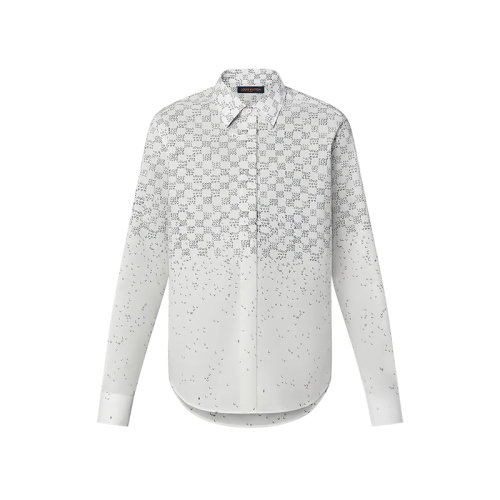 Louis Vuitton/路易威登 22年春夏新款 DAMIER SPREAD系列 男士光學(xué)白色棉質(zhì)混紡棋盤(pán)格印花長(zhǎng)袖襯衫1AA5EU