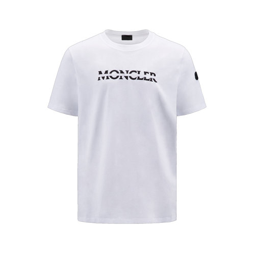 Moncler/蒙克萊 22年秋冬新款 男士光學白色純棉硅膠標志短袖T恤H20918C00008829H8001